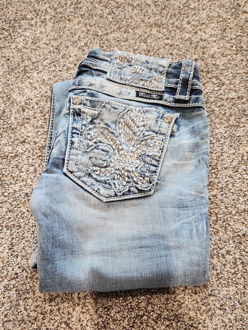 Miss Me Rhinestone Embroidered Boot Cut Jeans - Womens Size 25